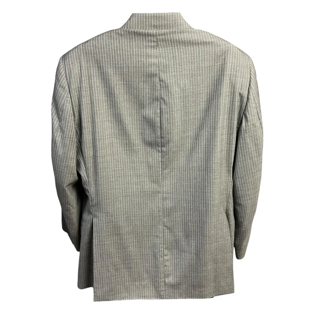 VTG‎ Innocenti Tom James Jacket 46 Grey Blue Pinstripe 2 Button Single Breasted